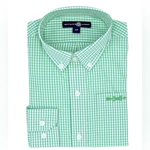 NWT Brown Bowen Seagrass Green Windowpane Button Down Dress Shirt size 18